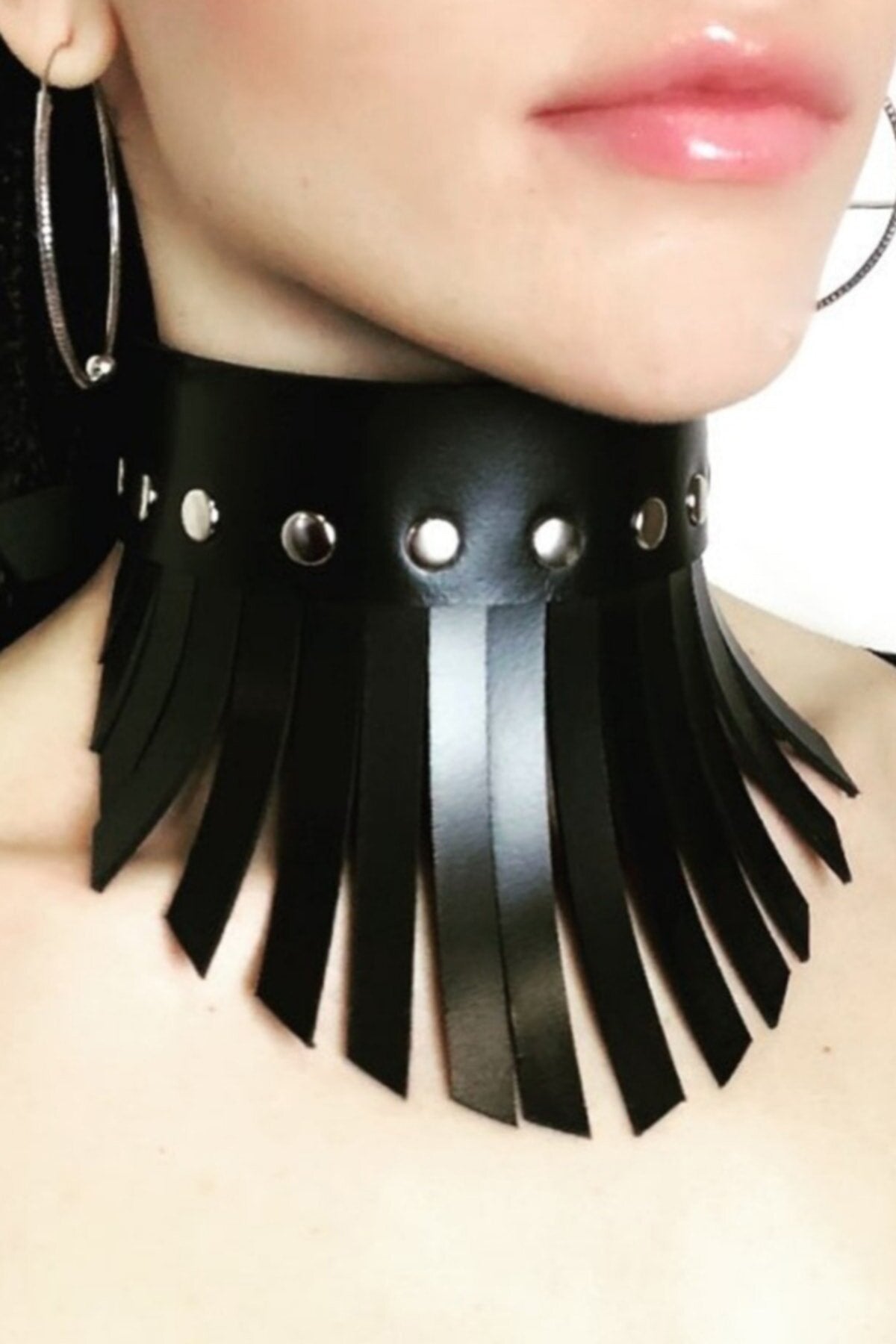 Stylish Leather Choker Leash with Tassel
