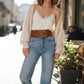 Tan HarnessClub wide O-ring waist belt in vegan leather with two silver rings