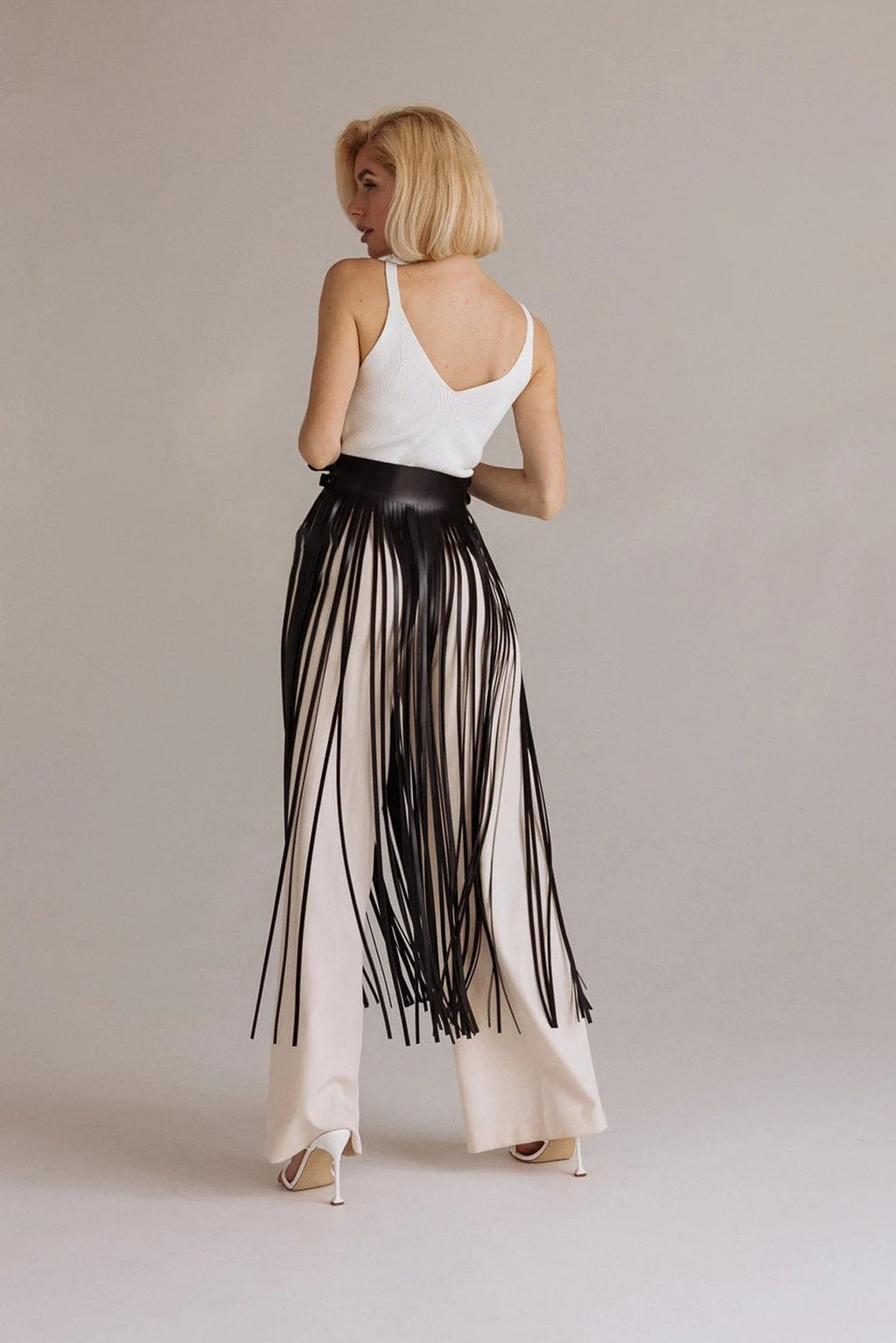 Tassel Leather Skirt, Stylish Tassel Leather Skirt Above Waist