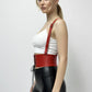 Corset waist belt in red vegan leather with lace-up front and suspenders by HarnessClub