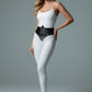 Womens black studded diamond corset belt worn at the waist; vegan leather waist accessory