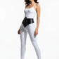 Womens black studded corset belt worn at the waist; vegan leather waist accessory by HarnessClub