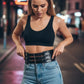 Womens Black Triple-Buckle Wide Corset Belt by HarnessClub, vegan leather waist accessory