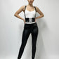 Womens black vegan leather wide lace-up corset belt with suspenders by HarnessClub