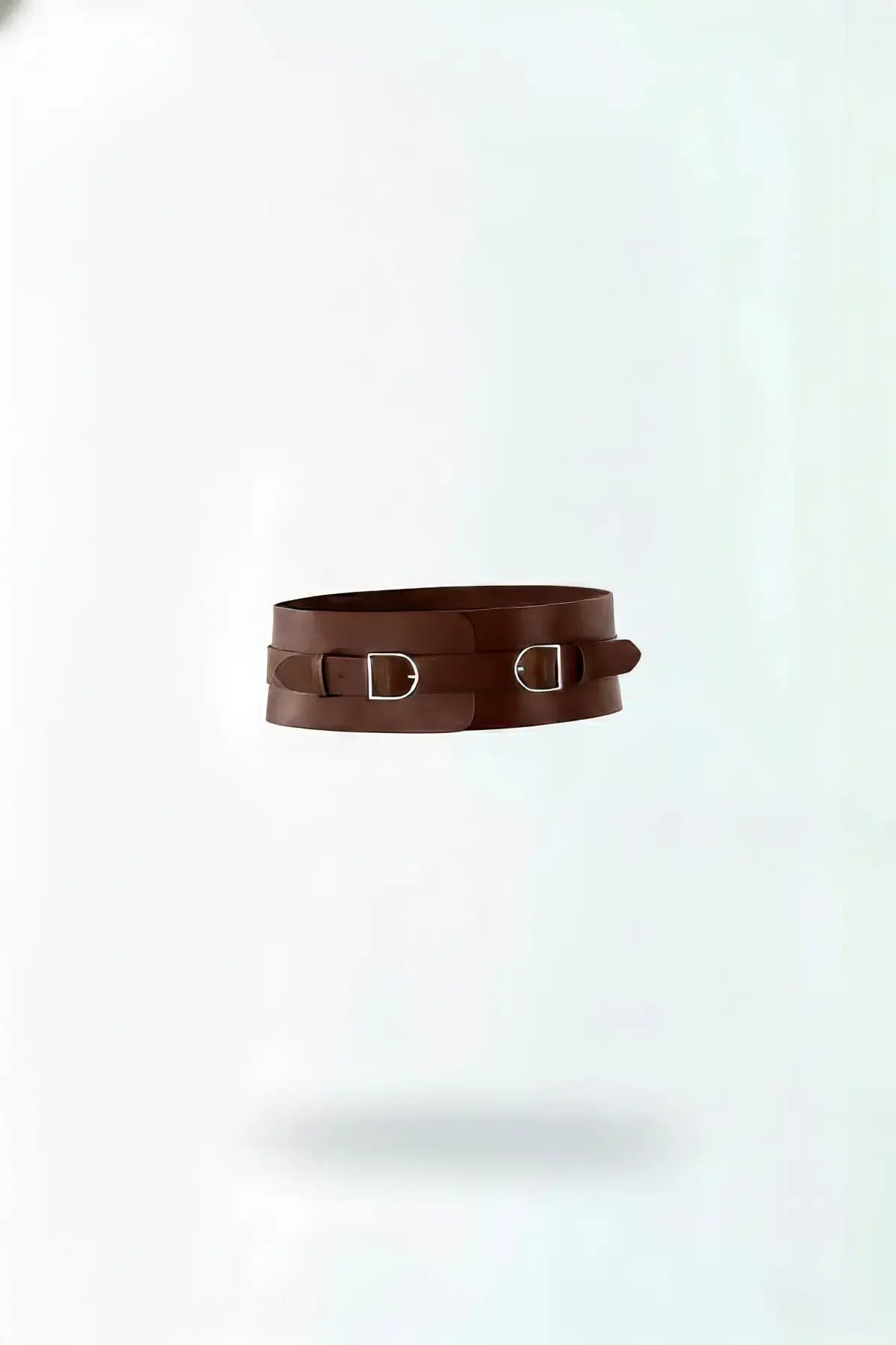 Women's Tan Wide Double-Buckle Waist Belt by HarnessClub, vegan leather